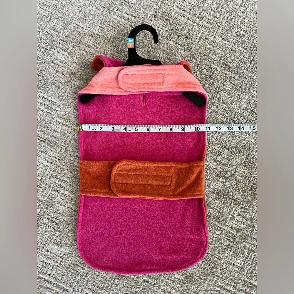 NWT‎ - YOULY - Fleece Pet Coat - M/L - Orange/Pink